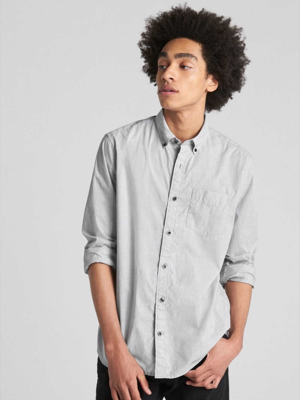 GAP Lived-In Stretch Poplin Button Down Oxford Shirt